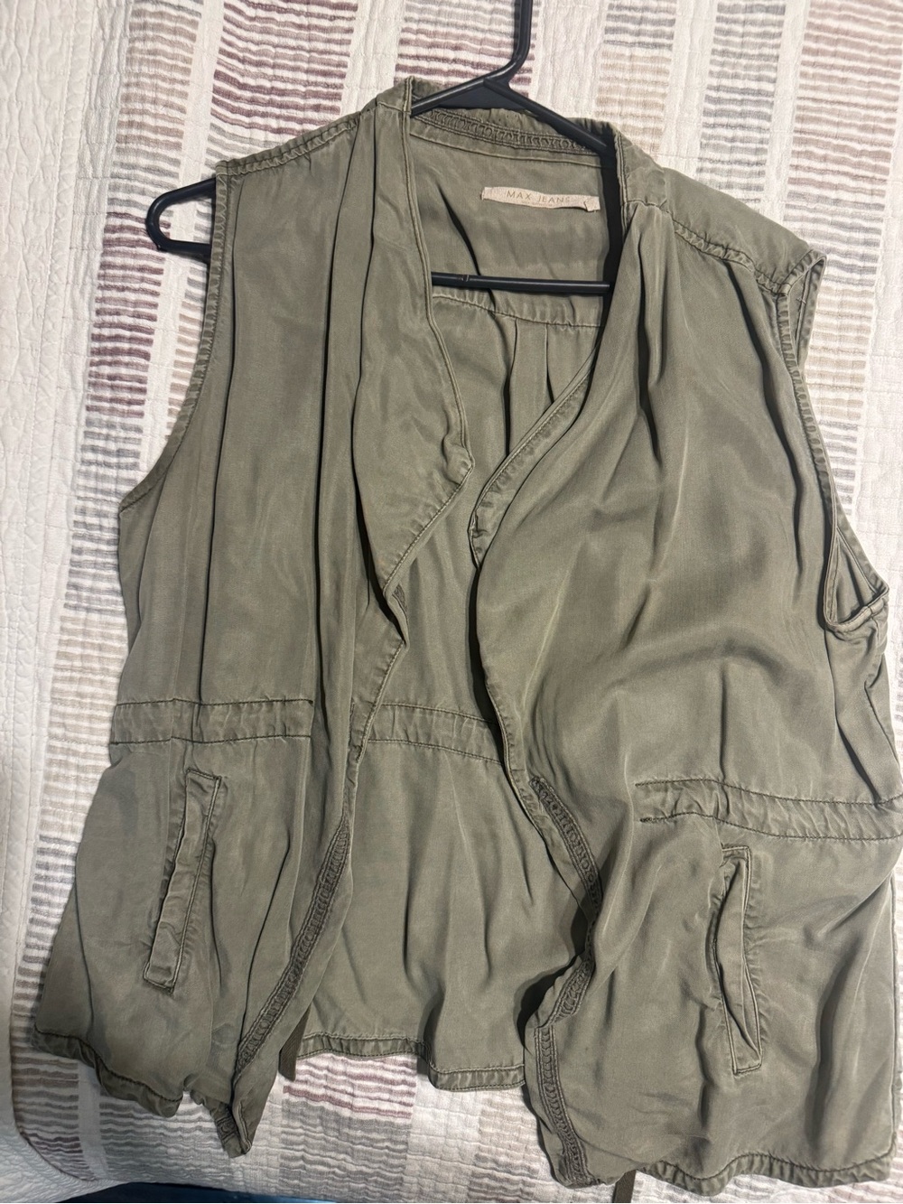 Max Jeans Olive Green Utility Vest